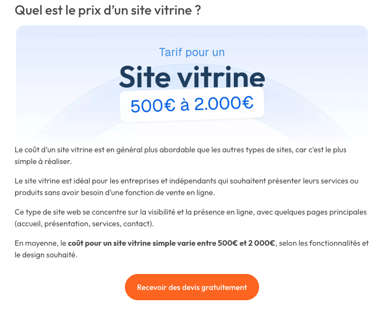 Exemple de CTA sur une landing page