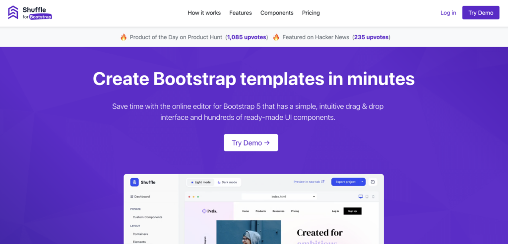 Créer des templates Bootstrap avec Shuffle