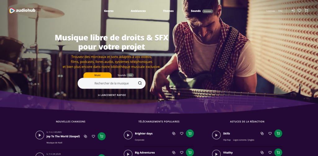 Banque de son et de musiques libres de droits Audiohub