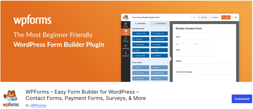 WP Forms : un excellent plugin WordPress pour créer des formulaires