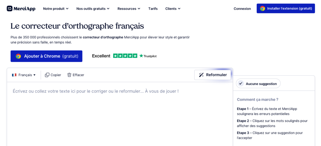 Correcteur d'orthographe en ligne gratuit MerciApp