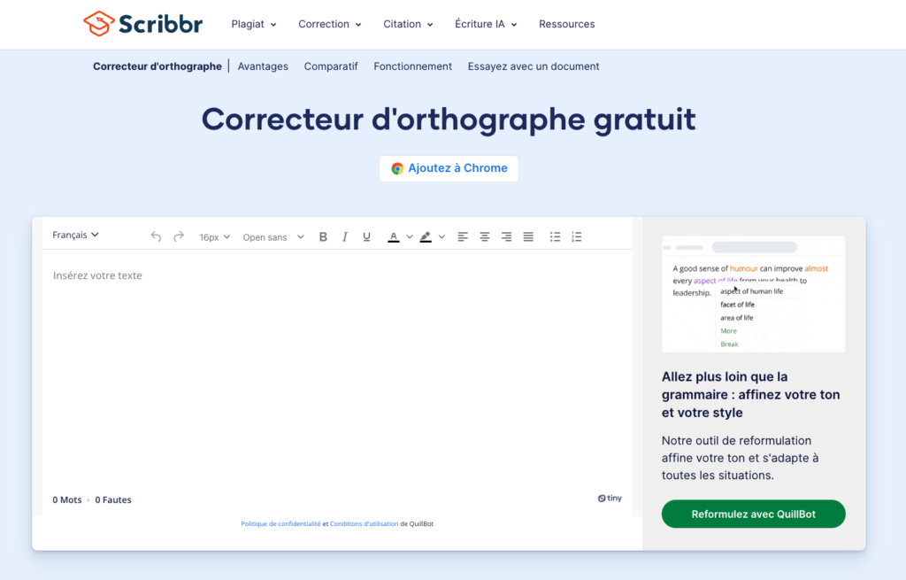 Correcteur d'orthographe gratuit Scribbr