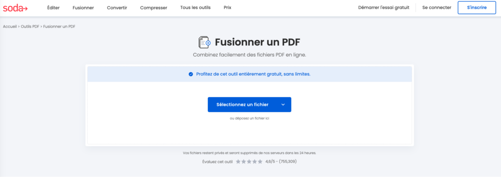 fusionner pdf sodapdf