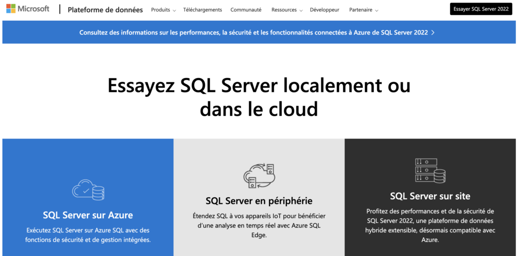 Logiciel de base de données Microsoft SQL Server