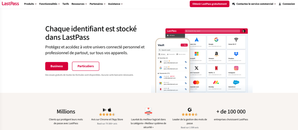 LastPass : coffre fort de mots de passe