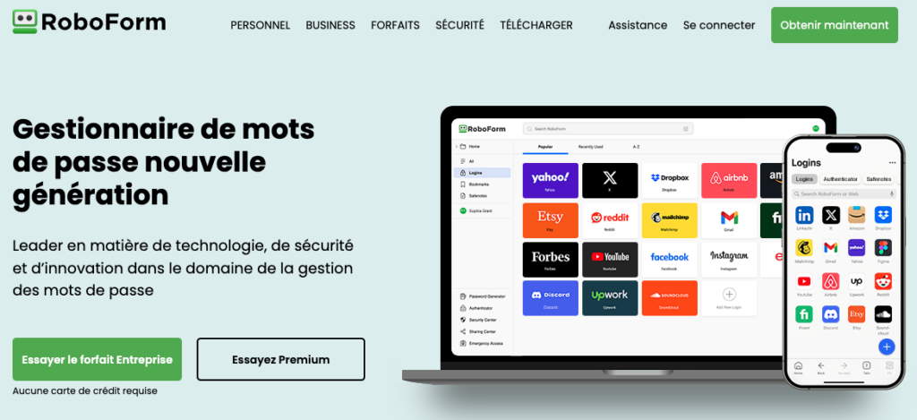 RoboForm : un gestionnaire de mots de passe gratuit