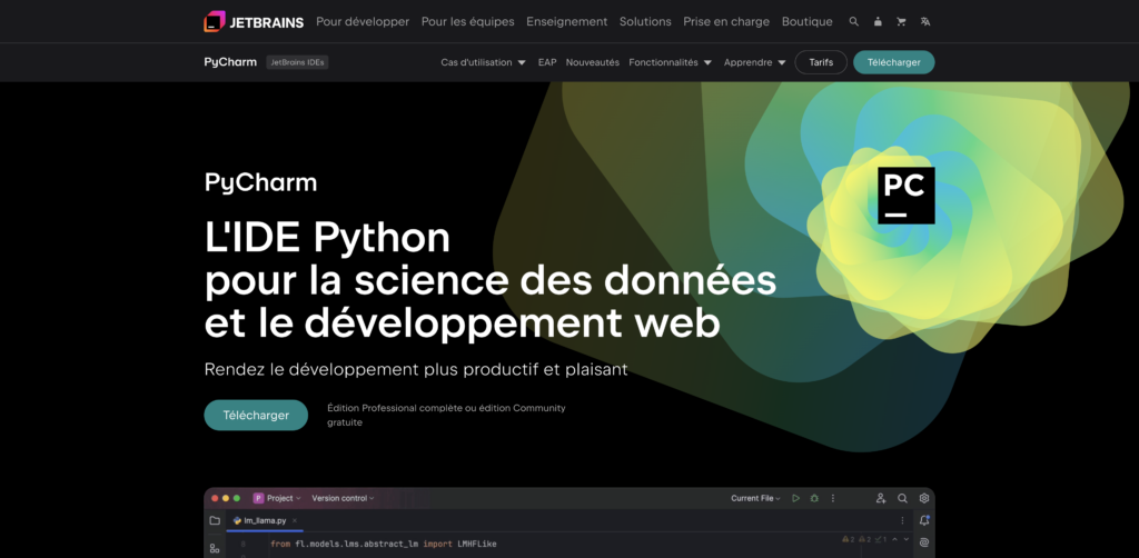 Editeur de code PyCharm