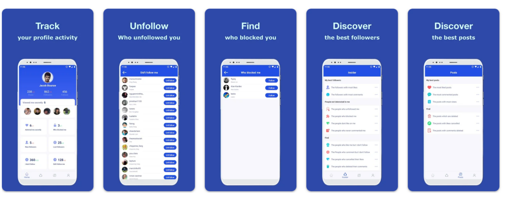 Aperçu de l'application Ins Followers Tracker Reports pour suivre les désabonnements sur Instagram