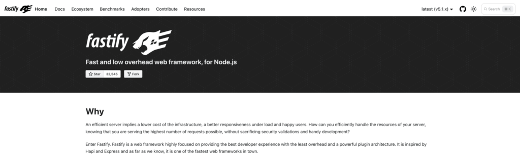 Framework Node JS Fastify