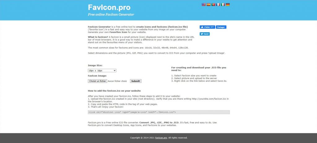 Générateur de favicon Favicon.pro