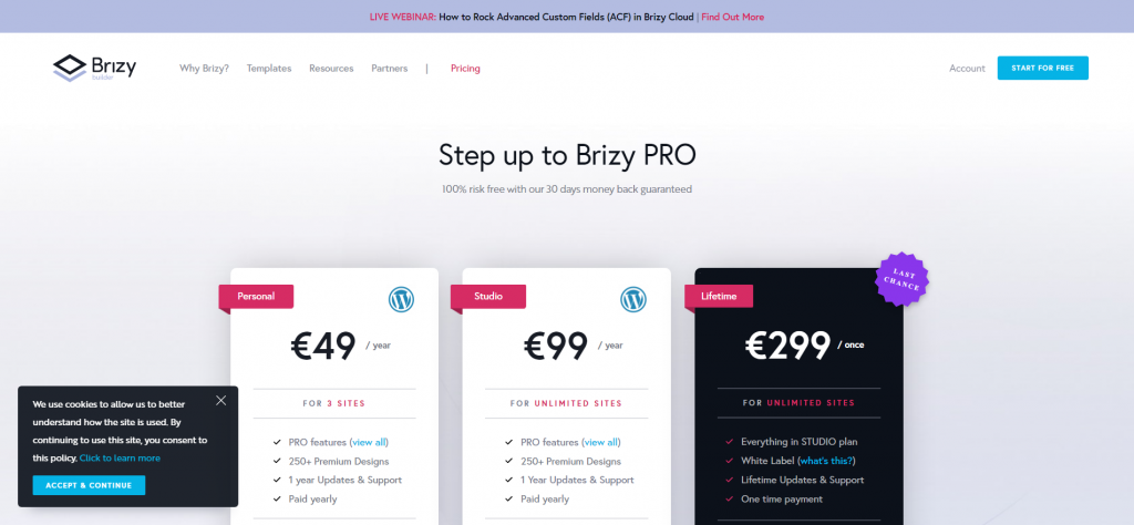 Brizy Builder WordPress Paid