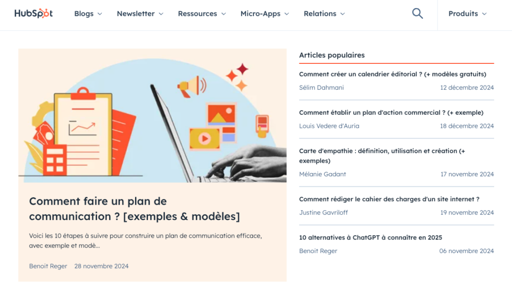 Le blog marketing de Hubspot