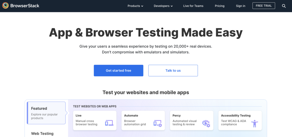 Outil de cross browser testing BrowserStack