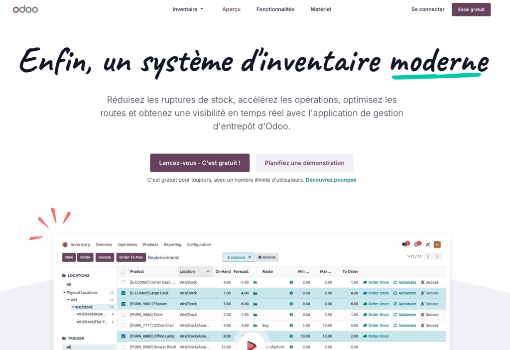 Logiciel de gestion de stock Odoo