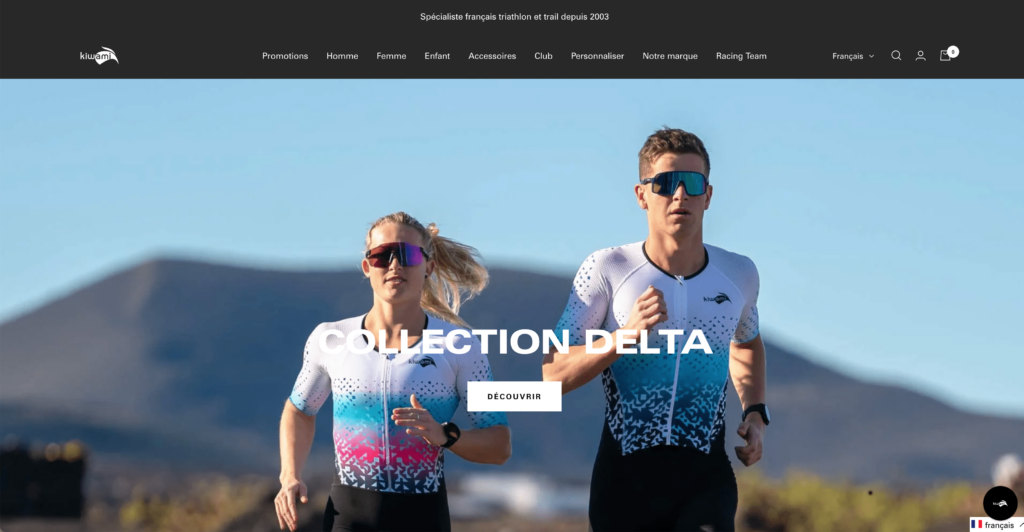 Page d'accueil du site Shopify Kiwami