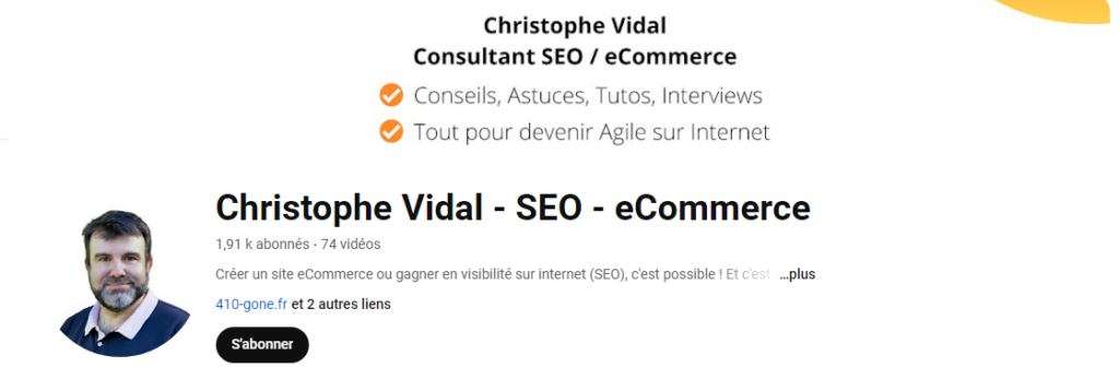 Chaîne YouTube de Christophe Vidal