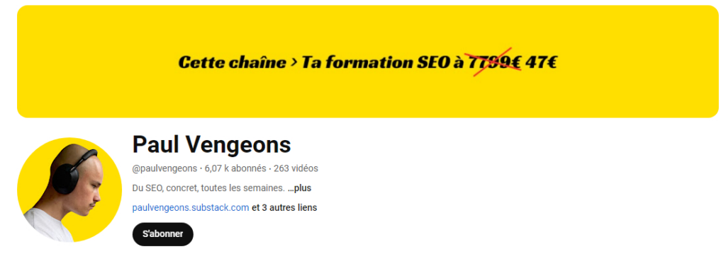 Chaîne YouTube de Paul Vengeons