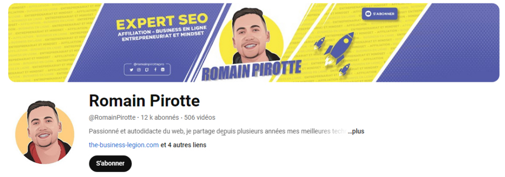 Chaîne YouTube de Romain Pirotte