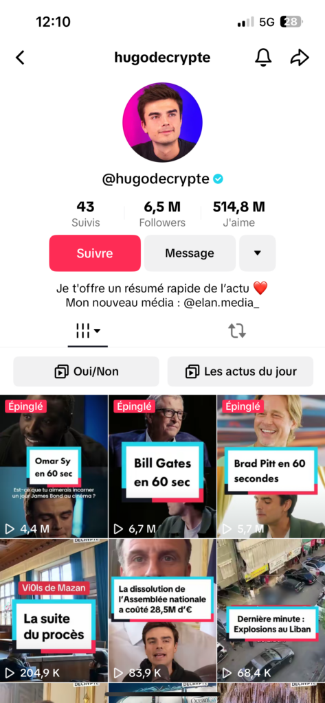 Tiktok de Hugo Décrypte