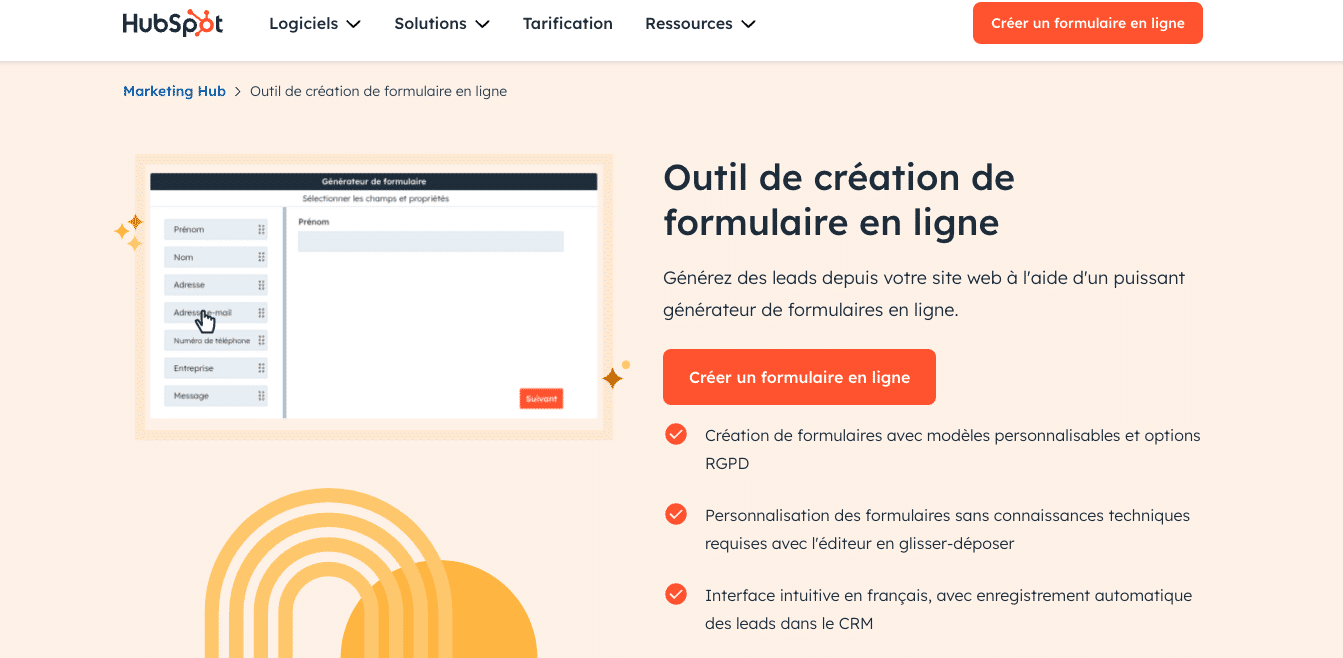 Formulaire en ligne Hubspot