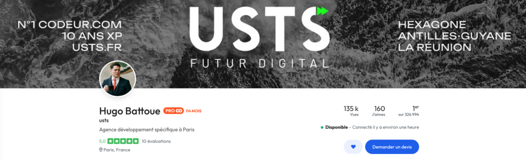 Profil Codeur.com de l'agence USTS