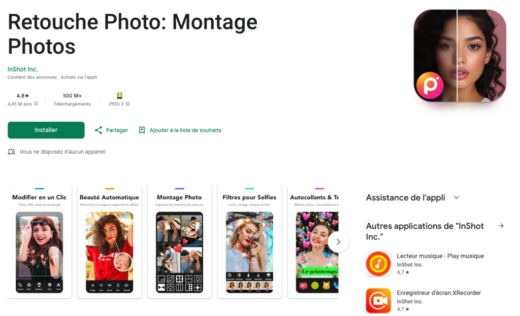 Retouche photo mobile sur android